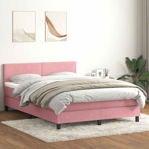vidaXL Ramsäng med madrass rosa 160x220 cm sammet