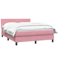 Produktbild för Ramsäng med madrass rosa 160x220 cm sammet