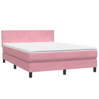 Produktbild för Ramsäng med madrass rosa 160x220 cm sammet