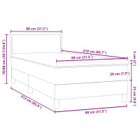 Produktbild för Ramsäng med madrass ljusgrå 80x210 cm sammet