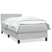 Produktbild för Ramsäng med madrass ljusgrå 80x210 cm sammet