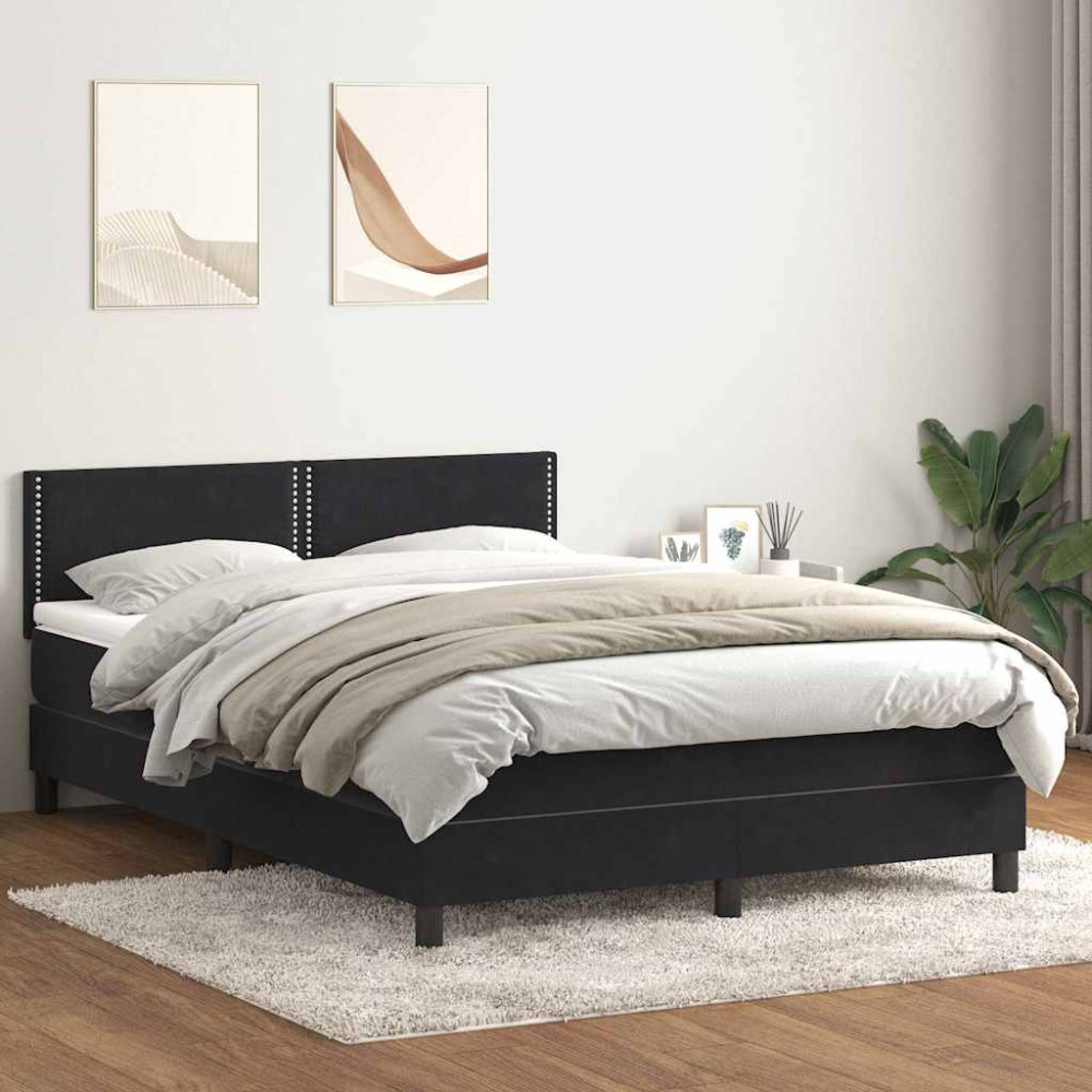Produktbild för Ramsäng med madrass svart 160x210 cm sammet