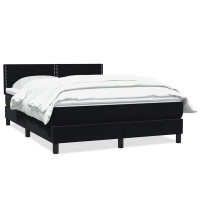 Produktbild för Ramsäng med madrass svart 160x210 cm sammet