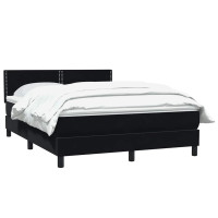 Produktbild för Ramsäng med madrass svart 160x210 cm sammet