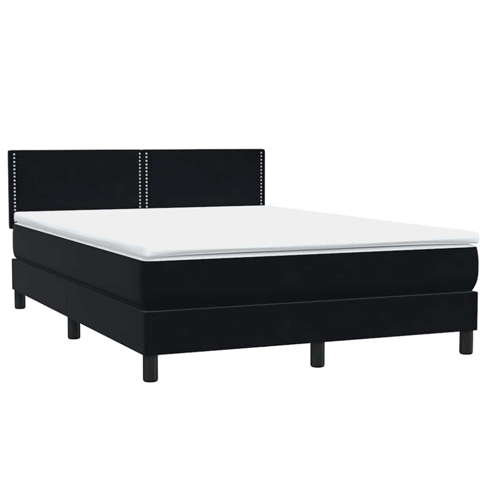 Produktbild för Ramsäng med madrass svart 160x210 cm sammet