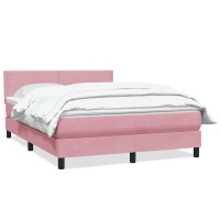 Produktbild för Ramsäng med madrass rosa 160x220 cm sammet