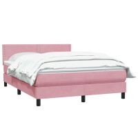 Produktbild för Ramsäng med madrass rosa 160x220 cm sammet