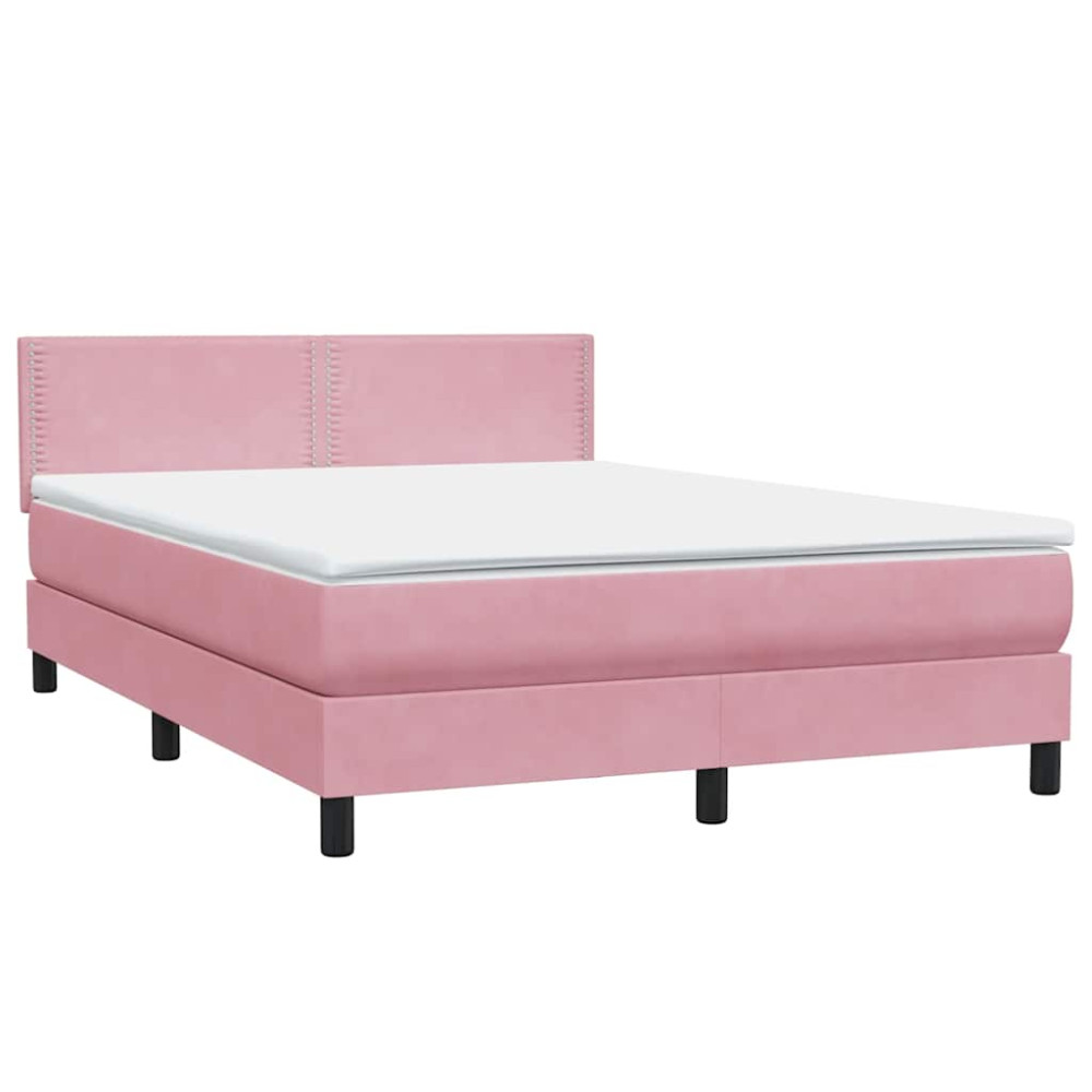 Produktbild för Ramsäng med madrass rosa 160x220 cm sammet