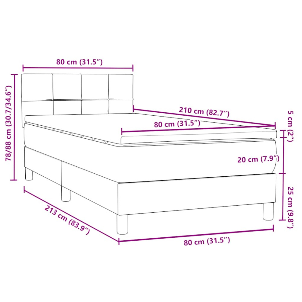 Produktbild för Ramsäng med madrass mörkgrå 80x210 cm sammet