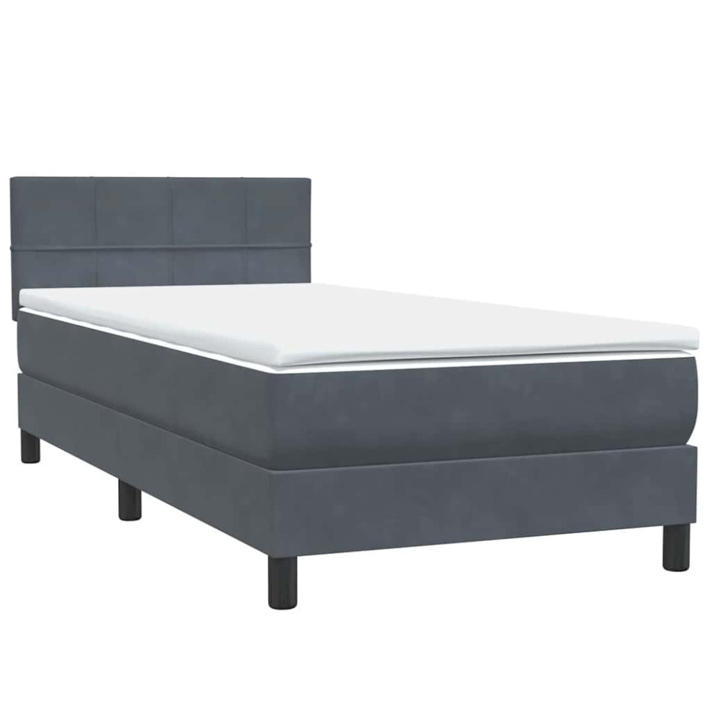 Produktbild för Ramsäng med madrass mörkgrå 80x210 cm sammet