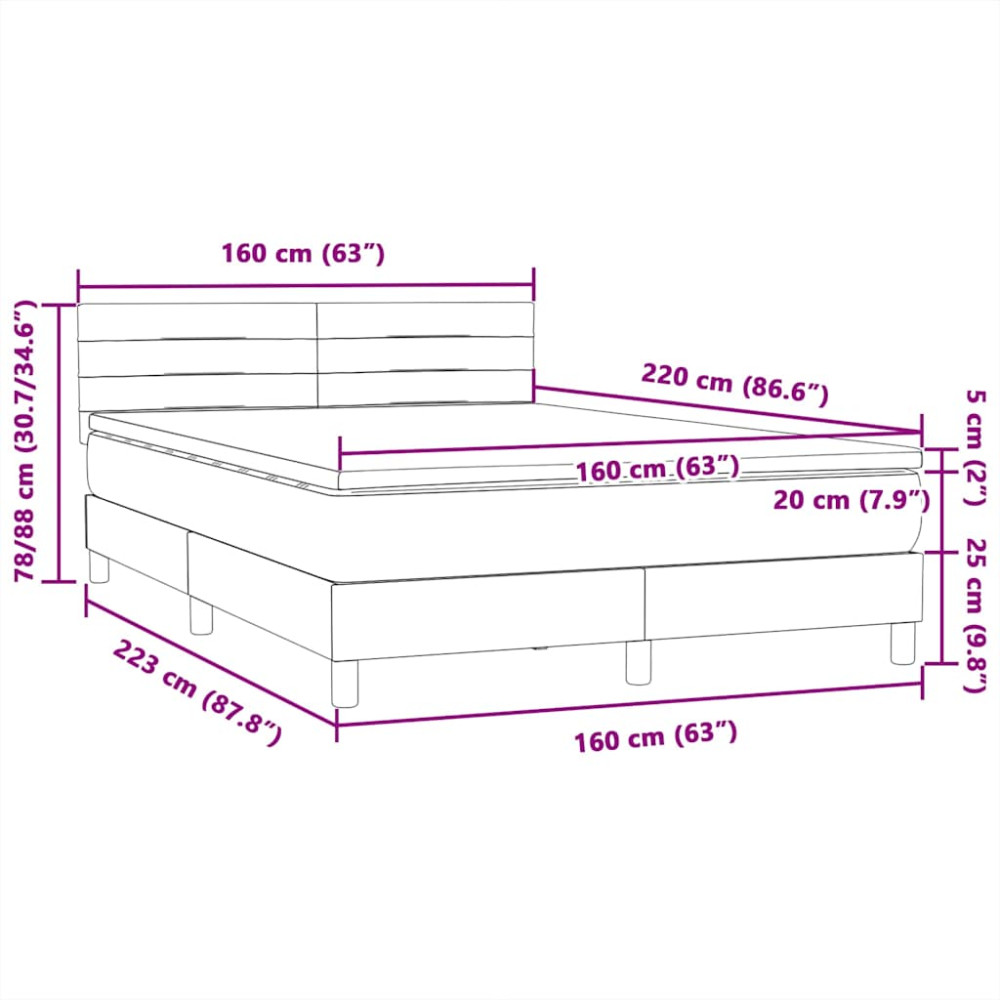 Produktbild för Ramsäng med madrass rosa 160x220 cm sammet