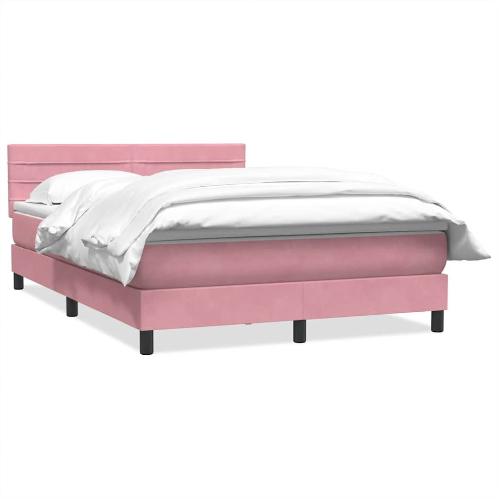 Produktbild för Ramsäng med madrass rosa 160x220 cm sammet