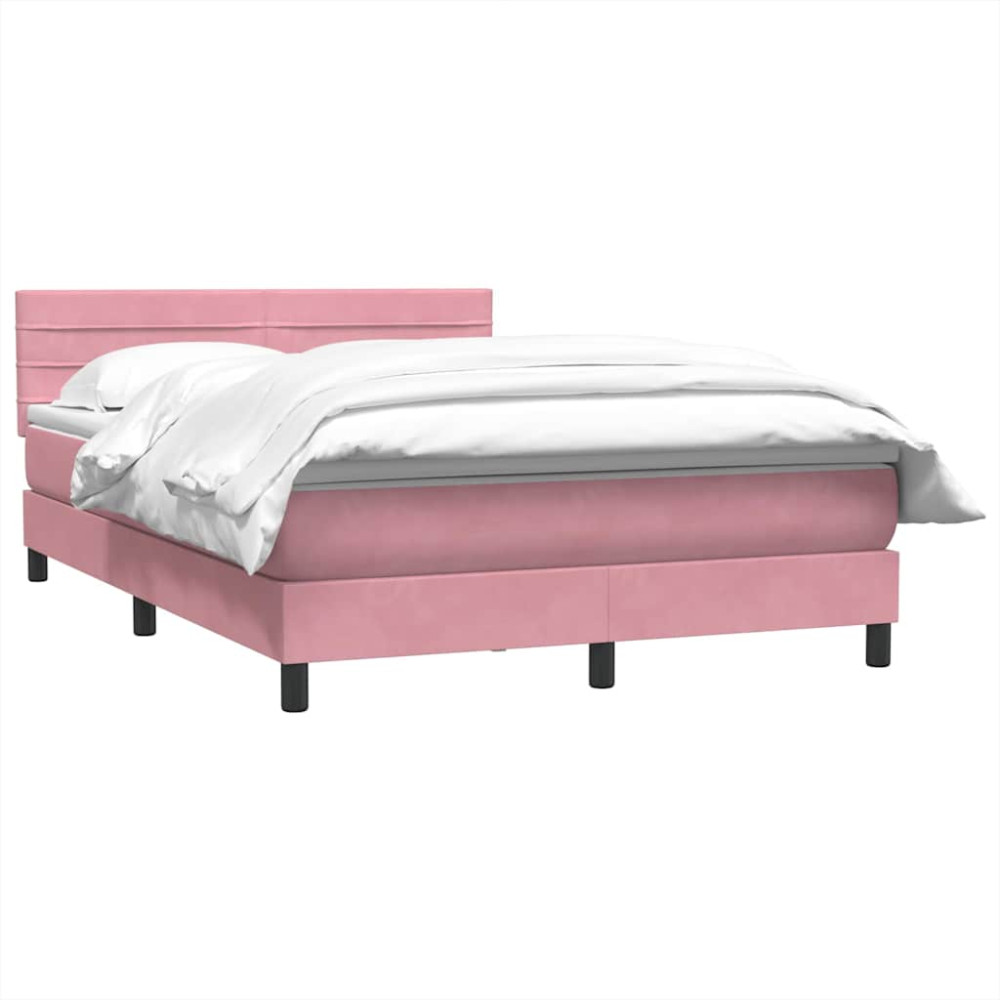 Produktbild för Ramsäng med madrass rosa 160x220 cm sammet