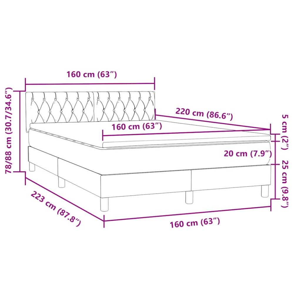 Produktbild för Ramsäng med madrass rosa 160x220 cm sammet