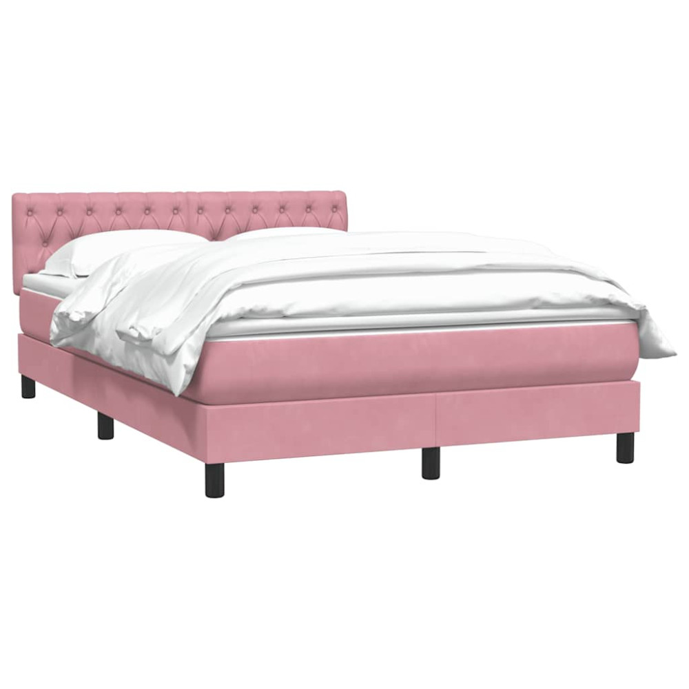 Produktbild för Ramsäng med madrass rosa 160x220 cm sammet