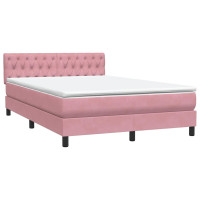 Produktbild för Ramsäng med madrass rosa 160x220 cm sammet