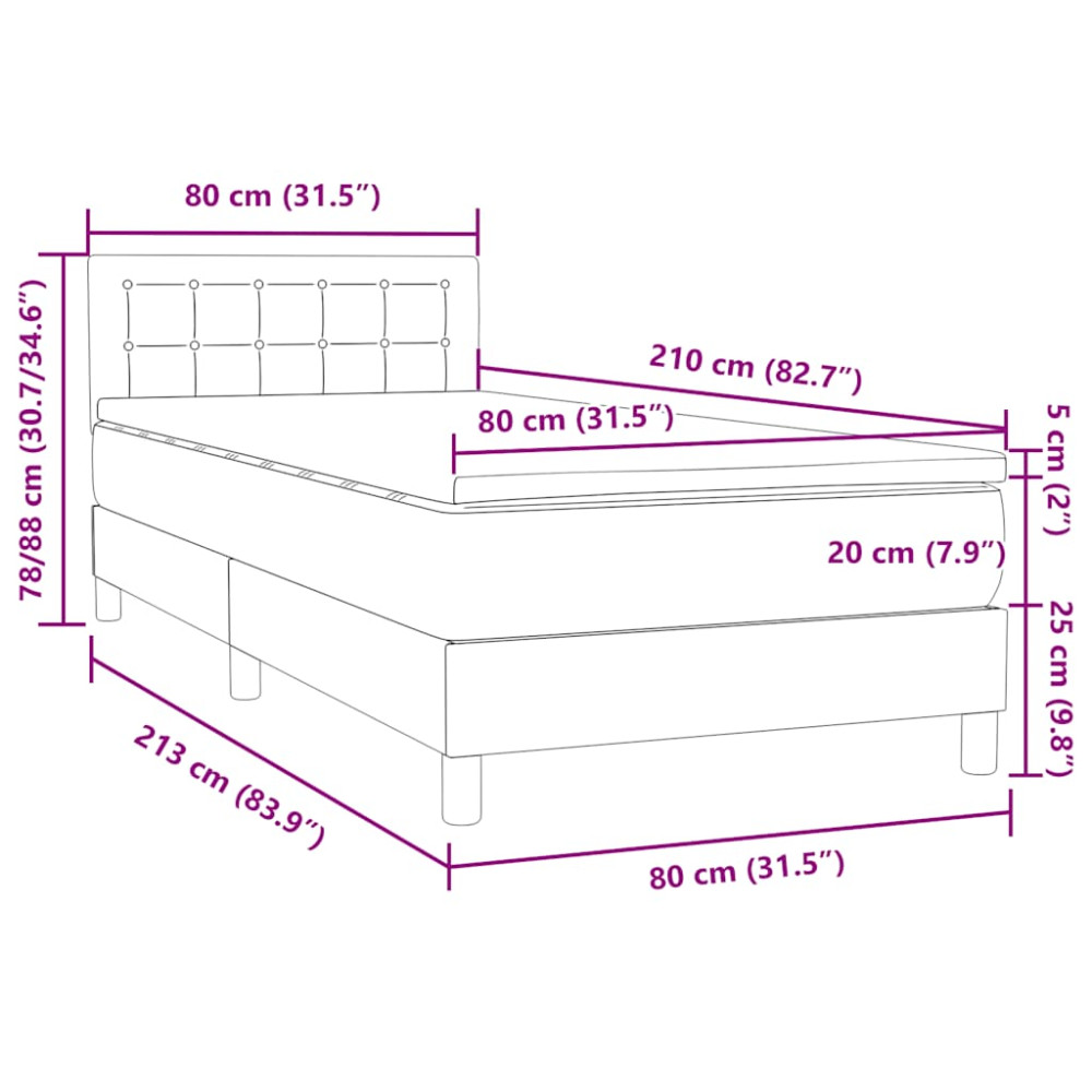 Produktbild för Ramsäng med madrass ljusgrå 80x210 cm sammet