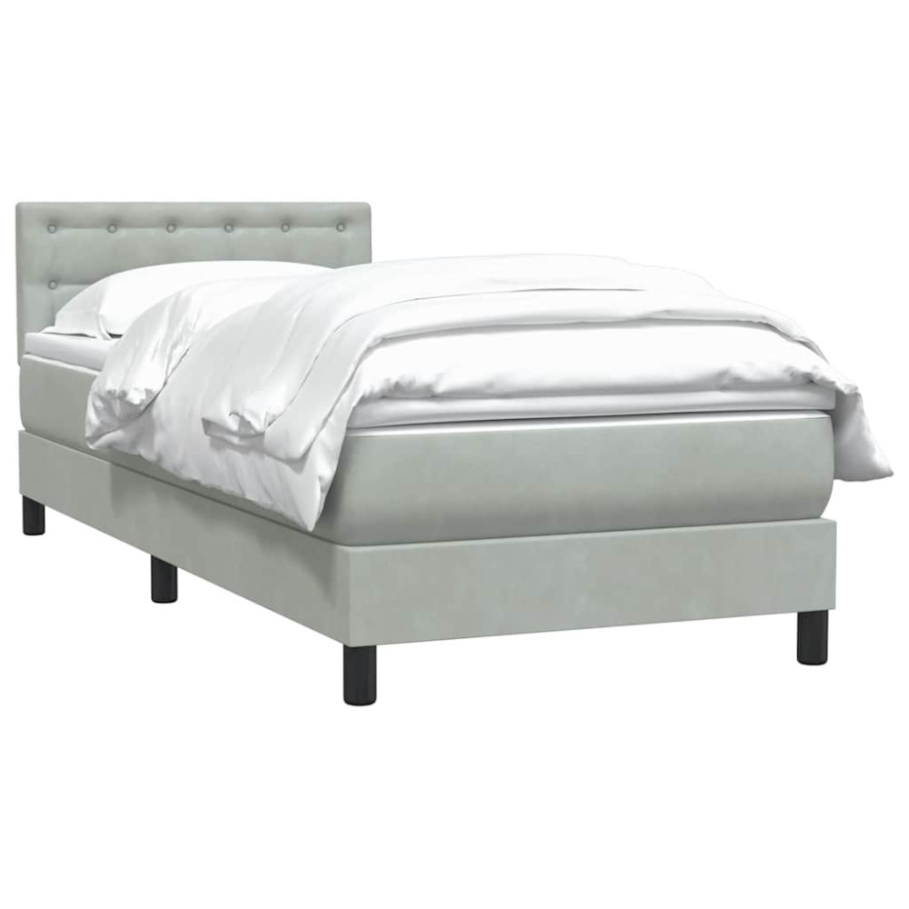 Produktbild för Ramsäng med madrass ljusgrå 80x210 cm sammet