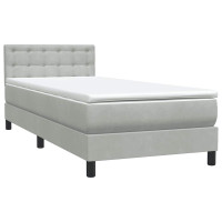 Produktbild för Ramsäng med madrass ljusgrå 80x210 cm sammet