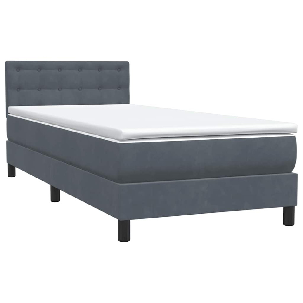 Produktbild för Ramsäng med madrass mörkgrå 80x210 cm sammet