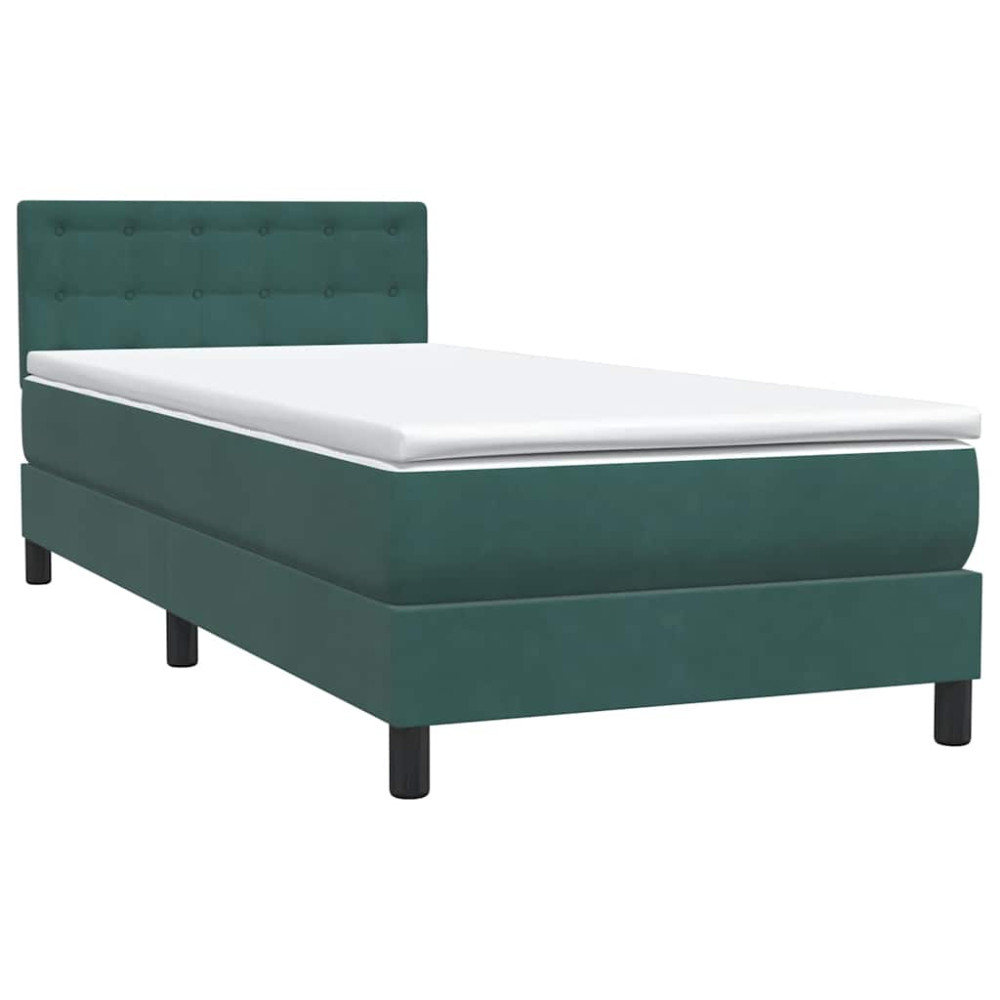 Produktbild för Ramsäng med madrass mörkgrön 80x220 cm sammet