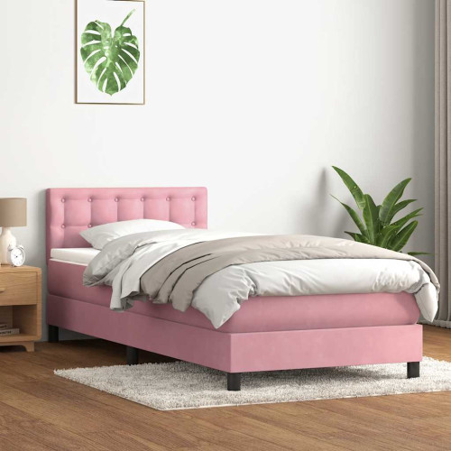 vidaXL Ramsäng med madrass rosa 80x220 cm sammet