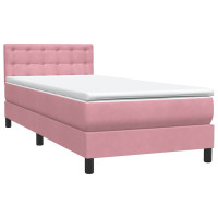 Produktbild för Ramsäng med madrass rosa 80x220 cm sammet