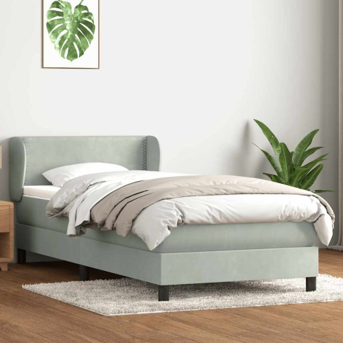 vidaXL Ramsäng med madrass ljusgrå 80x210 cm sammet