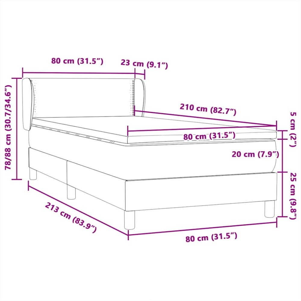 Produktbild för Ramsäng med madrass ljusgrå 80x210 cm sammet