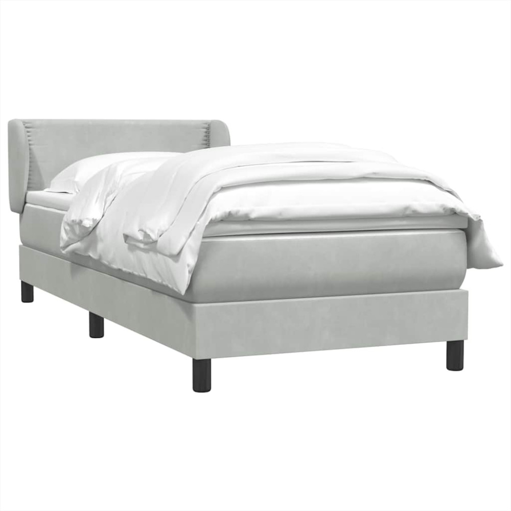 Produktbild för Ramsäng med madrass ljusgrå 80x210 cm sammet