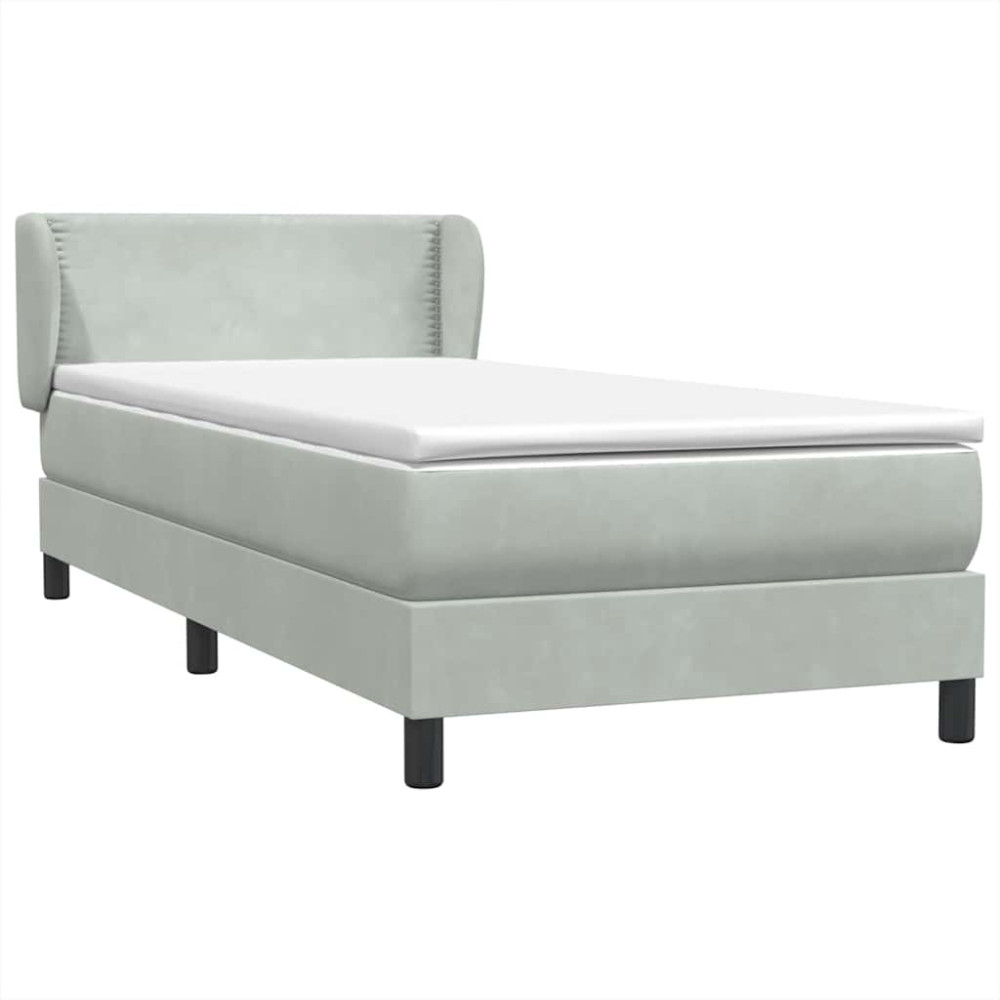 Produktbild för Ramsäng med madrass ljusgrå 80x210 cm sammet