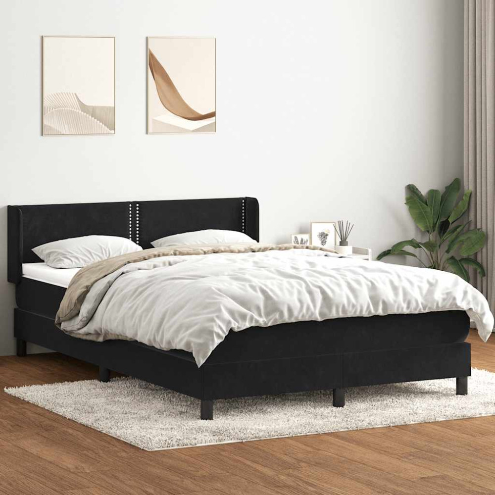 Produktbild för Ramsäng med madrass svart 160x210 cm sammet