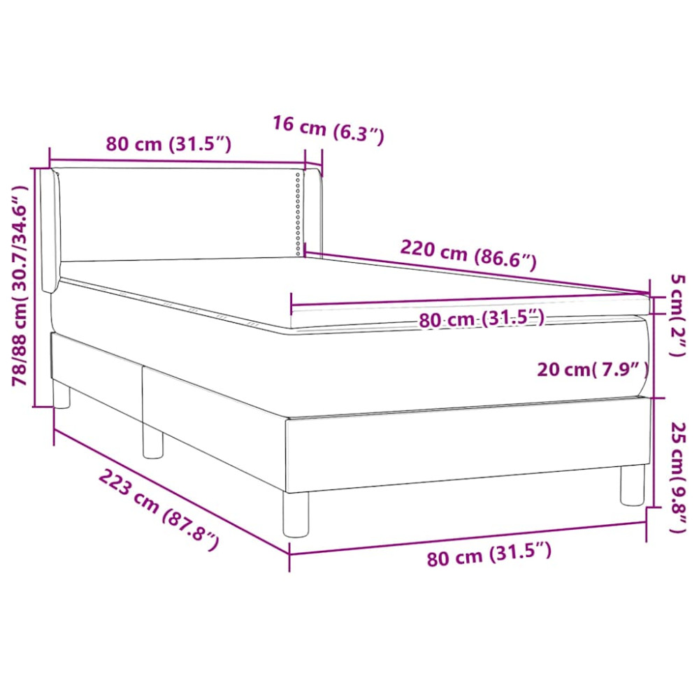 Produktbild för Ramsäng med madrass mörkgrön 80x220 cm sammet