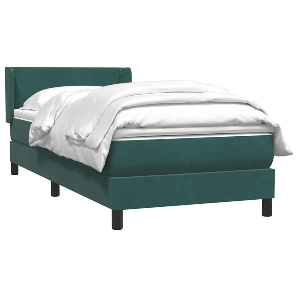 Produktbild för Ramsäng med madrass mörkgrön 80x220 cm sammet