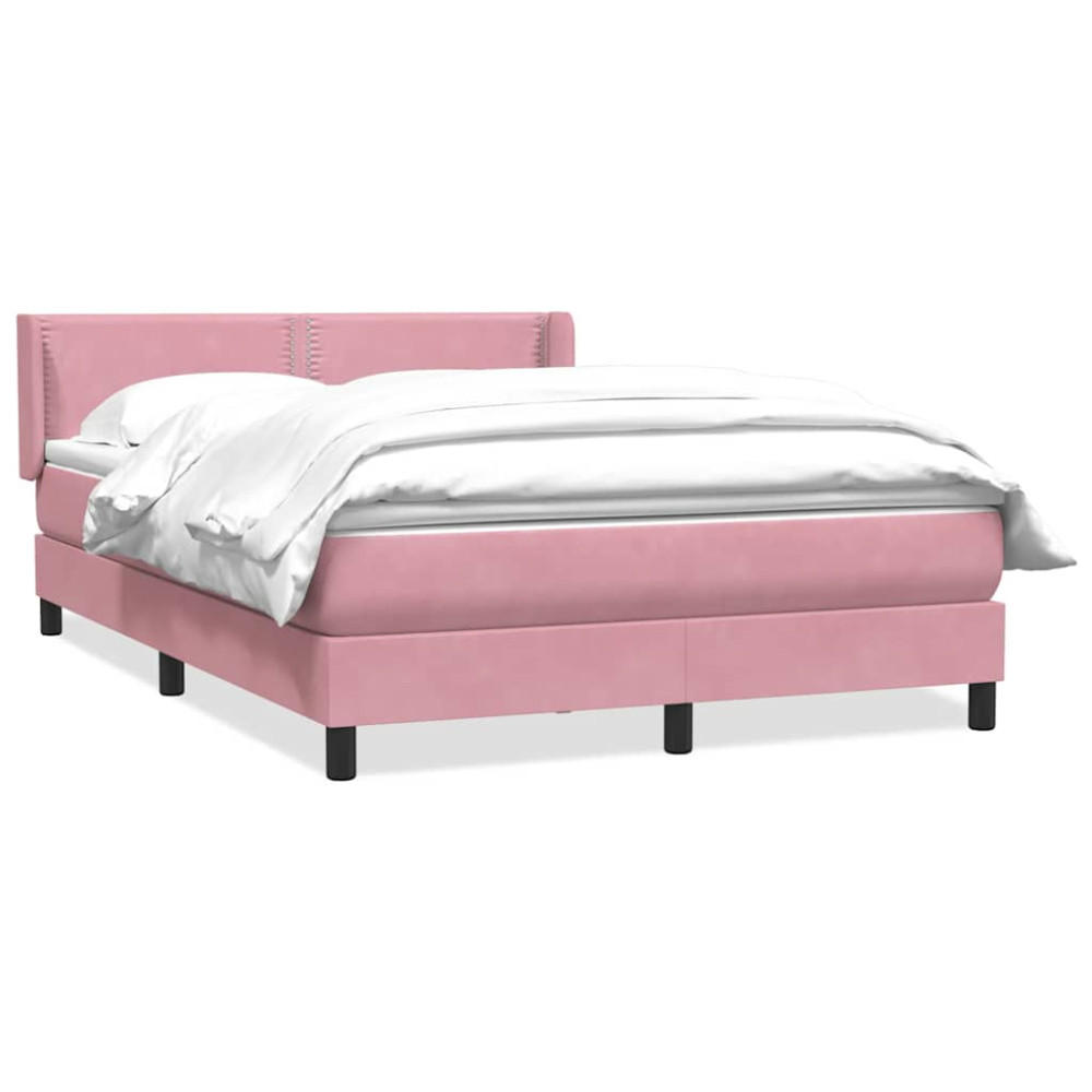 Produktbild för Ramsäng med madrass rosa 160x220 cm sammet
