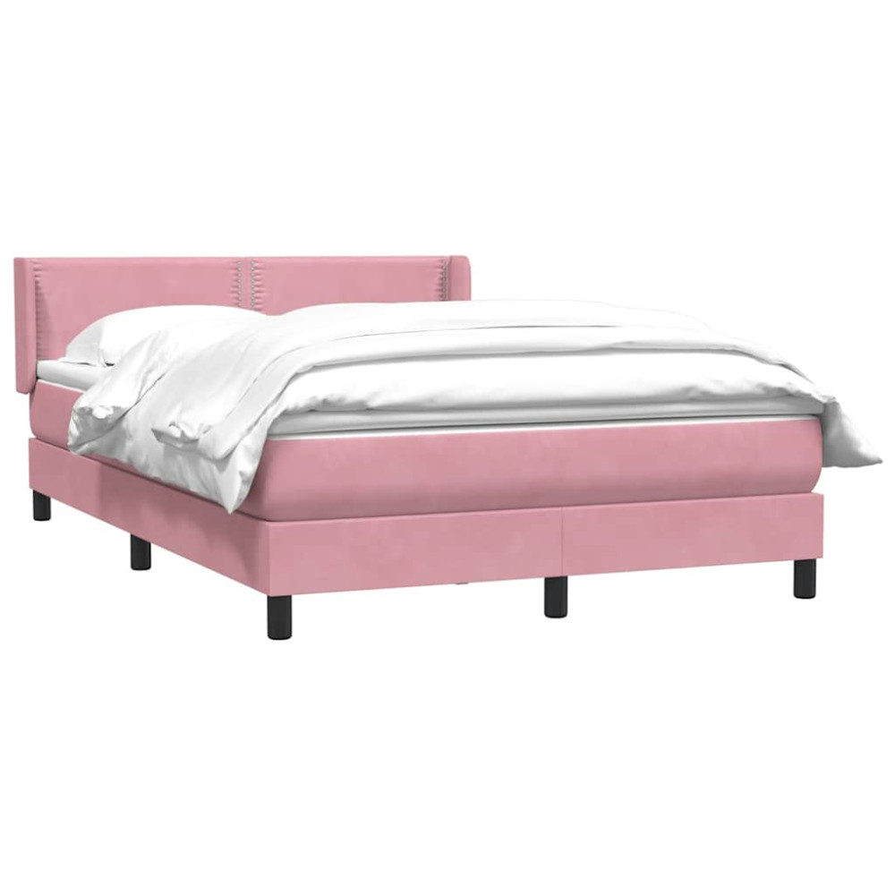 Produktbild för Ramsäng med madrass rosa 160x220 cm sammet