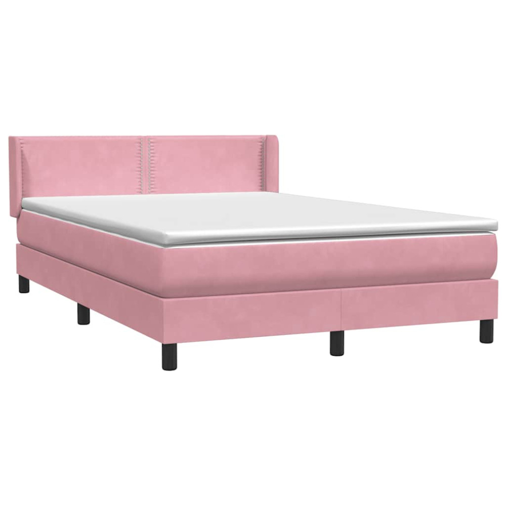 Produktbild för Ramsäng med madrass rosa 160x220 cm sammet