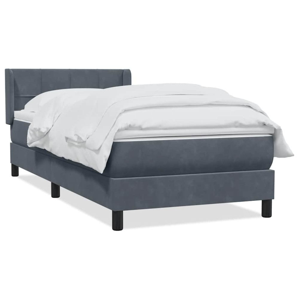 Produktbild för Ramsäng med madrass mörkgrå 80x210 cm sammet