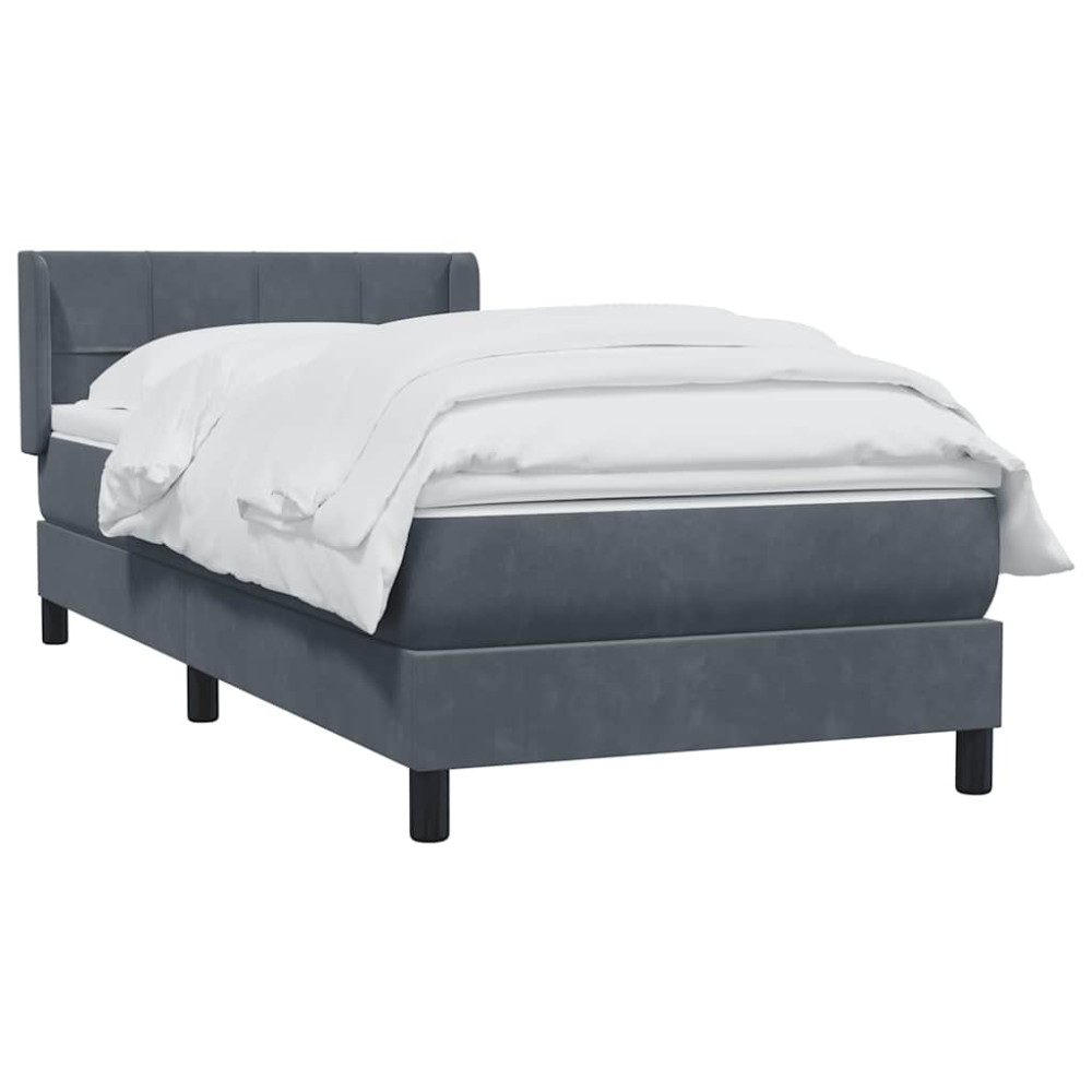 Produktbild för Ramsäng med madrass mörkgrå 80x210 cm sammet