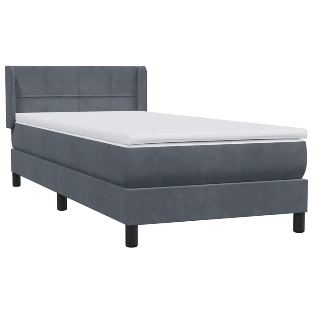Produktbild för Ramsäng med madrass mörkgrå 80x210 cm sammet