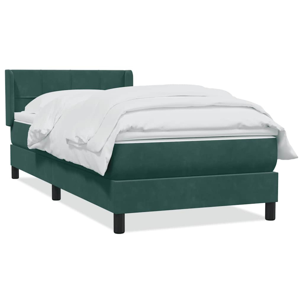 Produktbild för Ramsäng med madrass mörkgrön 80x220 cm sammet