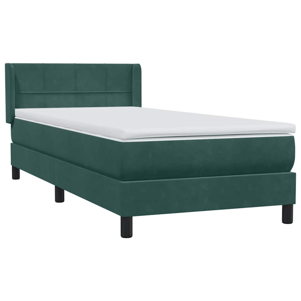 Produktbild för Ramsäng med madrass mörkgrön 80x220 cm sammet