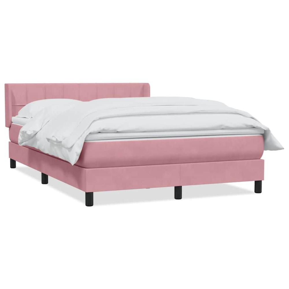 Produktbild för Ramsäng med madrass rosa 160x220 cm sammet