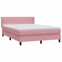 Produktbild för Ramsäng med madrass rosa 160x220 cm sammet