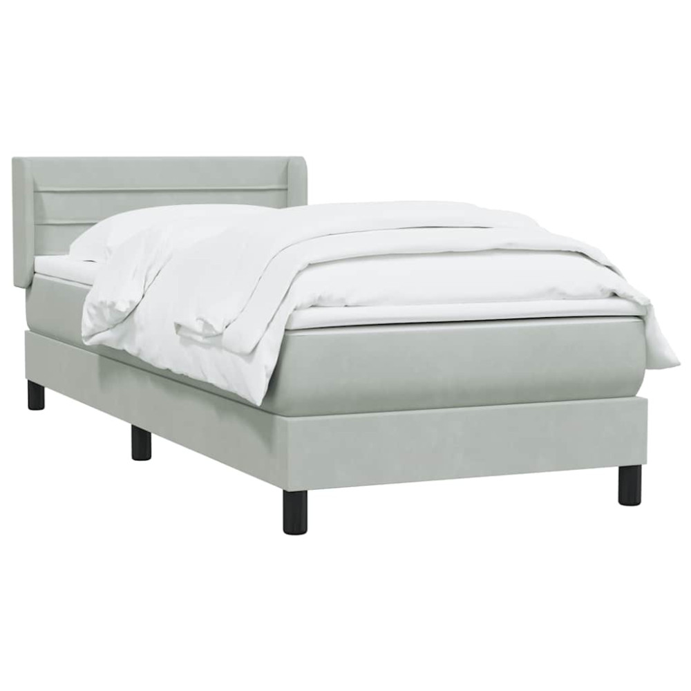 Produktbild för Ramsäng med madrass ljusgrå 80x210 cm sammet