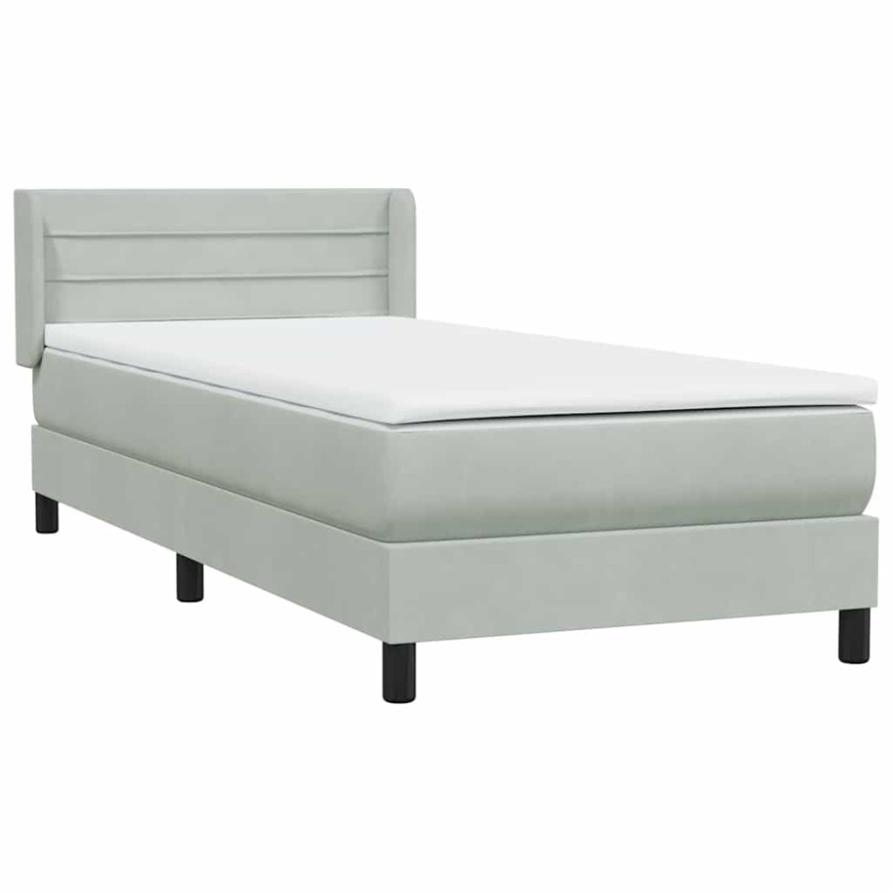Produktbild för Ramsäng med madrass ljusgrå 80x210 cm sammet