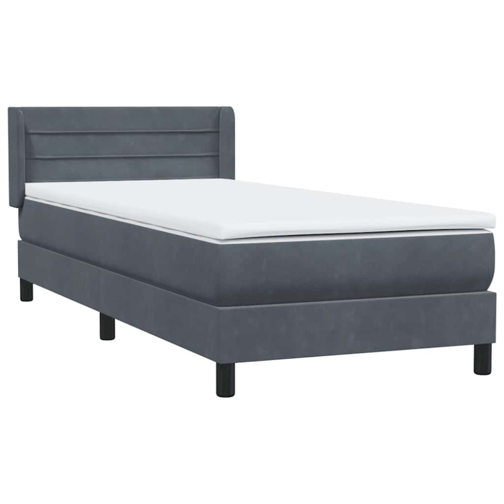 Produktbild för Ramsäng med madrass mörkgrå 80x210 cm sammet