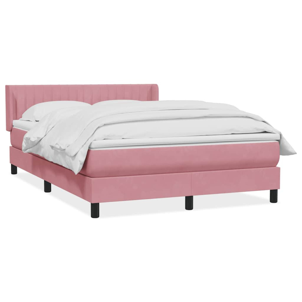 Produktbild för Ramsäng med madrass rosa 160x220 cm sammet