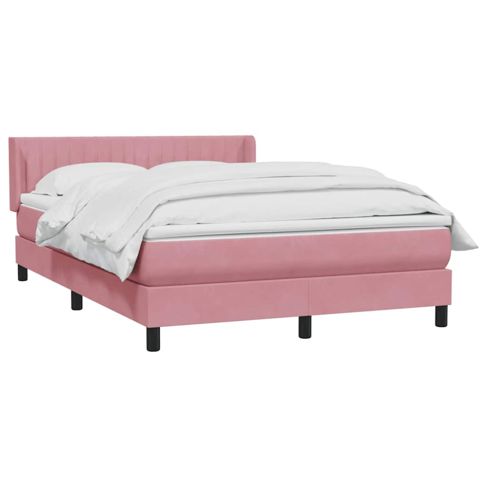 Produktbild för Ramsäng med madrass rosa 160x220 cm sammet