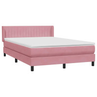 Produktbild för Ramsäng med madrass rosa 160x220 cm sammet